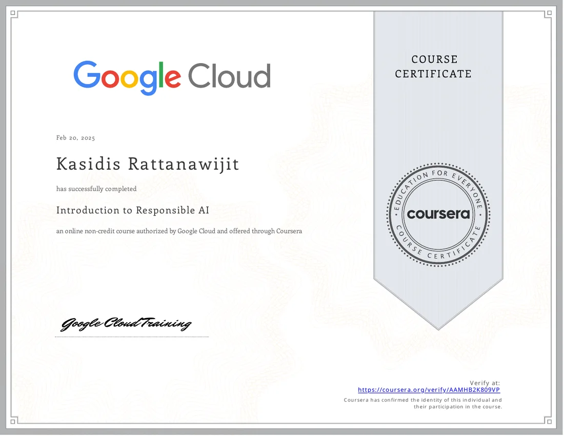 Google Cloud — Introduction to Responsible AI certificate