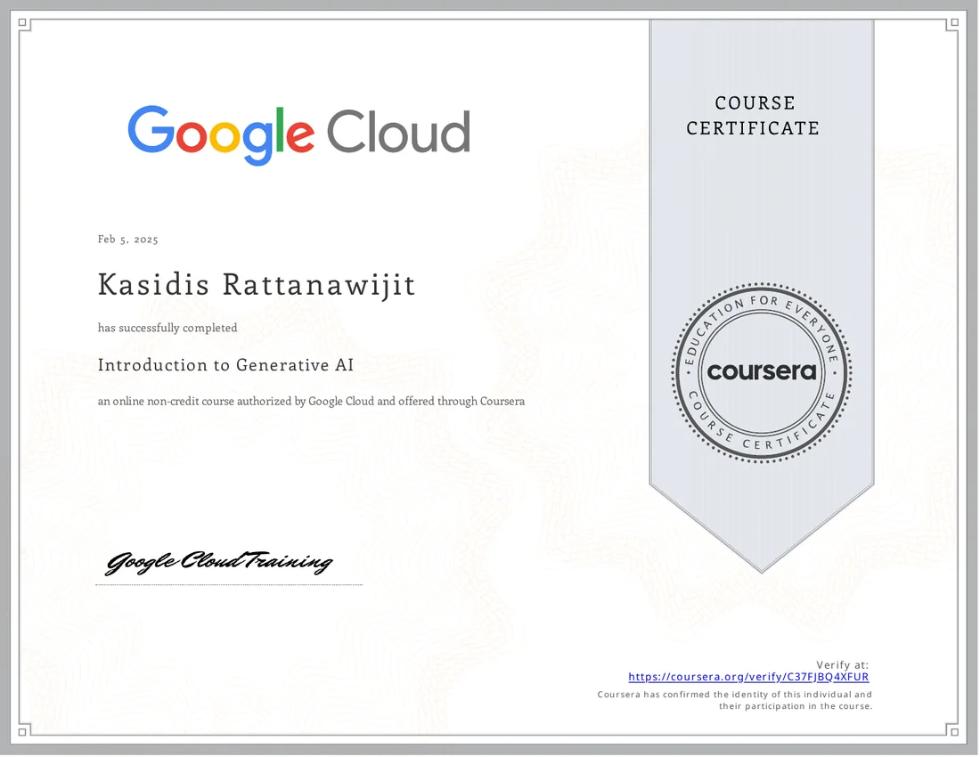 Google Cloud — Introduction to Generative AI certificate